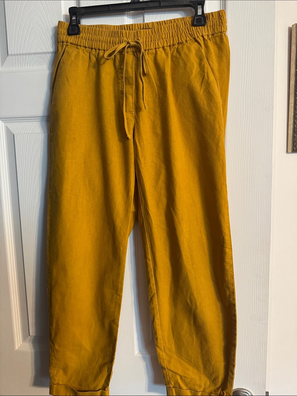 J. Crew Factory Mustard Yellow Drawstring Relaxed linen blend Joggers